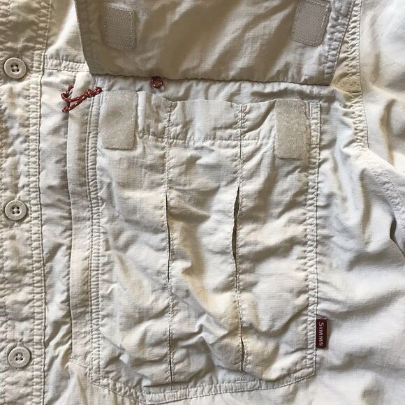 Simms Fishing COR3 Men's LARGE L/S Vented Button Down Guide Beige Shirt *flaw - Picture 10 of 16